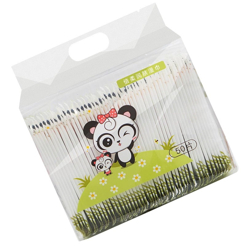 مناديل مبللة قطنية سميكة ومطورة 50 قطعة، عبوة فردية محمولة بتصميم الباندا - Image 2